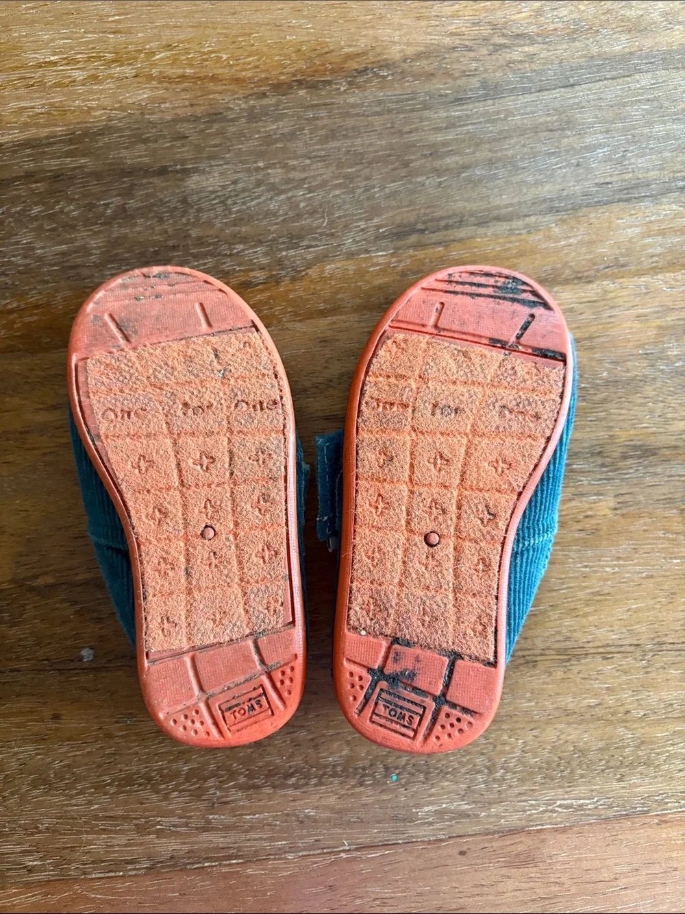 Toms- Kids Teal Corduroy Slip-On Shoes with Striped Lining
